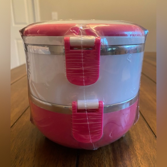 NWT “Stainless Steel Stackable Pink / White Lunchbox” - Picture 3 of 5